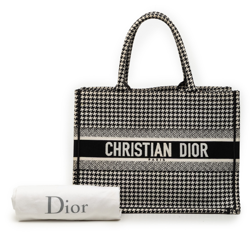 Pre-Loved Dior Medium Canvas Houndstooth Embroidered Book Tote - Picture 8 of 8